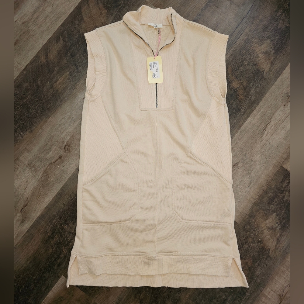 Entro, Women's Size Small Sleeveless Beige Zip-Up Dress, NWT - Picture 5 of 11